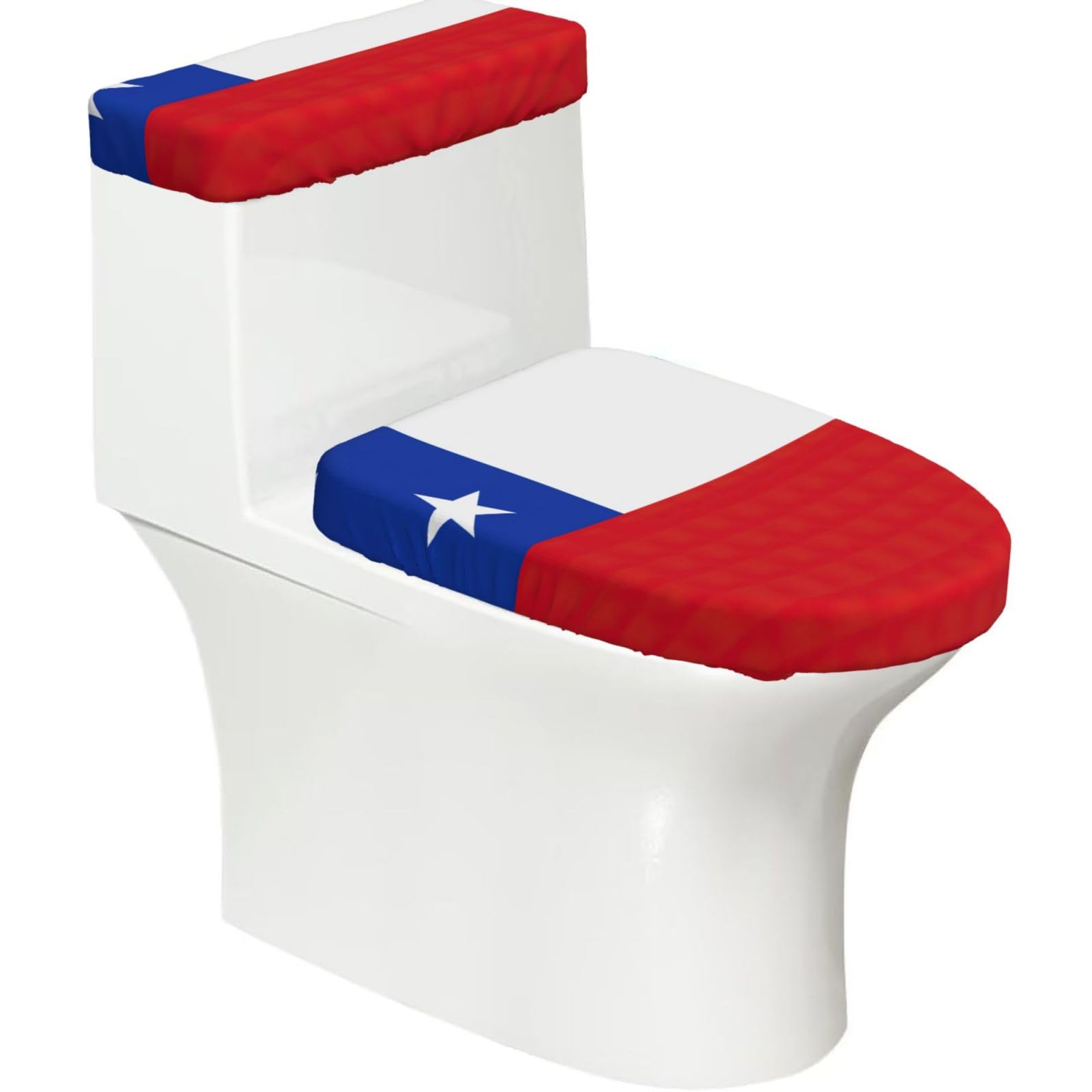 Flag Of Chile Print Toilet Lid Cover And Tank Lid Cover For Bathroom With Elastic Bottom, Bathroom Decoration