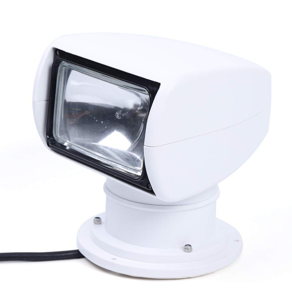 Nozue Marine Boat Remote Control Spotlight, 360° Rotate Halogen Searchlight Spotlight Searchlight 12V 100W, for Boats Search Sea Patrol Lighting Fishing Lighting (Advanced remote control)
