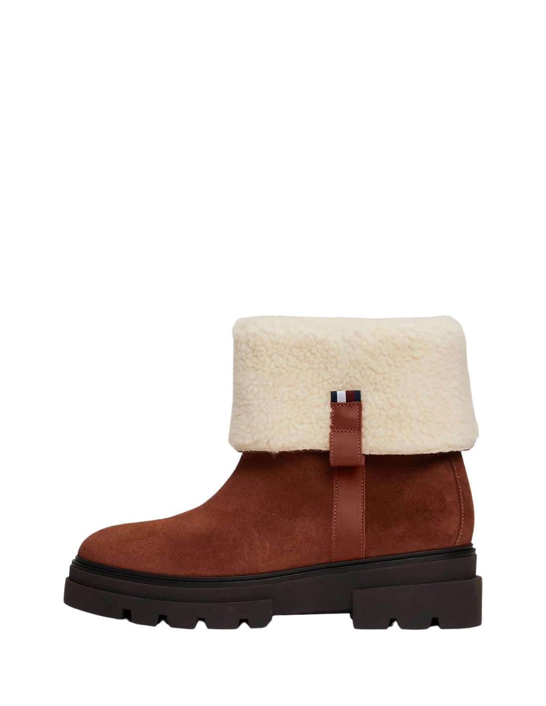 Tommy Hilfiger Suede Ankle Boots With Faux Fur Lining Women's Cognac Size 39