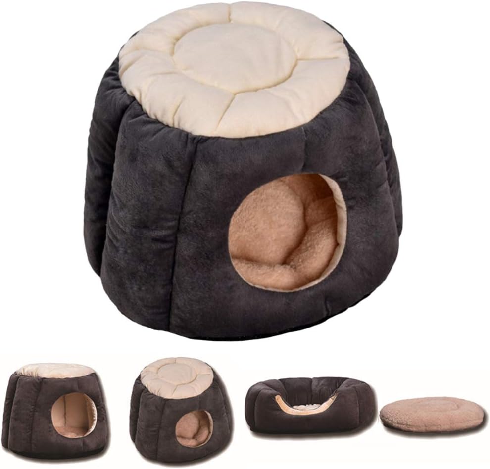 POPETPOP Round Pet Nest Mat for Outdoor Dog House Warm Canopy Bed for Pp Cotton