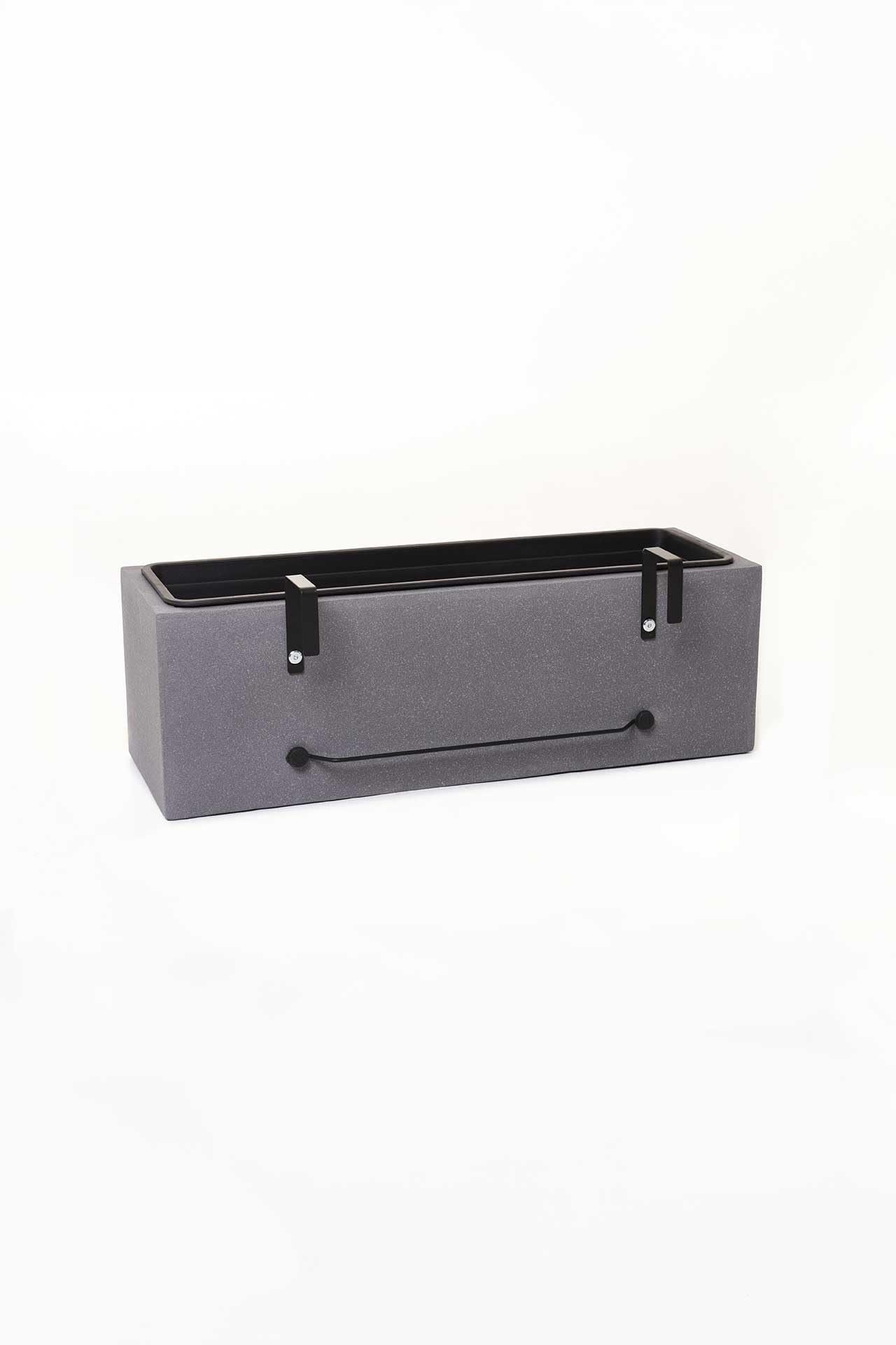 VIVANNO Jardinière de Balcon à Suspendre Fibrociment Milano Benno Gris 22 x 62 x 21,5 cm