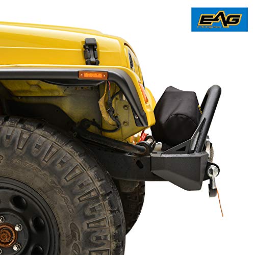 Eag Stubby Front Bumper With D-Rings And Winch Plate Steel Black Textured Fit For 87-06 Wrangler Tj Yj #TOP4