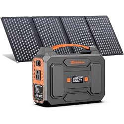 Portable Power Station with Foldable 40W Solar Panel, 100W Solar Powered Generator with Panels, AC Outlet Camping Solar Power Bank 146Wh DC Battery Pack for Smart Device RV Outdoor Power Outage