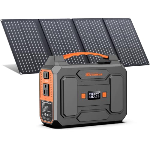 Image of Portable Power Station with Foldable 40W Solar Panel, 100W Solar Powered Generator with Panels,110V AC Outlet Camping Solar Power Bank 146Wh DC Battery Pack for Smart Device RV Outdoor Power Outage