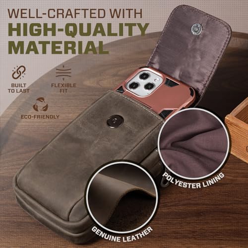 Sac banane en cuir véritable gris avec double compartiment pour smartphone