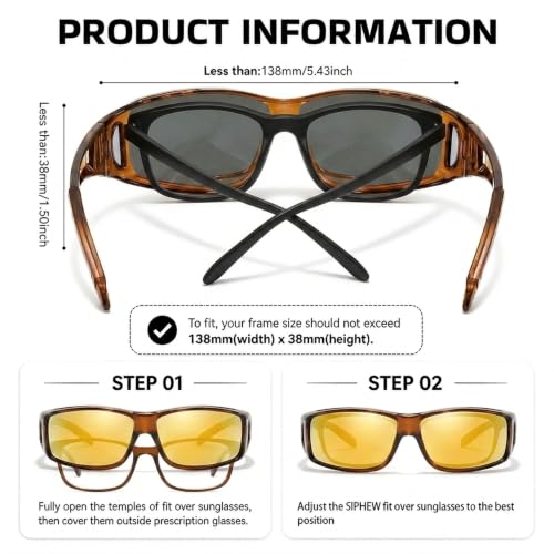 Image of SIPHEW Mirrored Sunglasses Polarized Fit Over Glasses for Men&Women