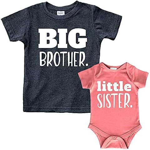 Unordinary Toddler Big Brother Little Sister Outfits brother sister Sibling Matching Baby Newborn Girl Set (Charcoal Black/Mauve, Kids (4Y) / Baby (NB)) Cover