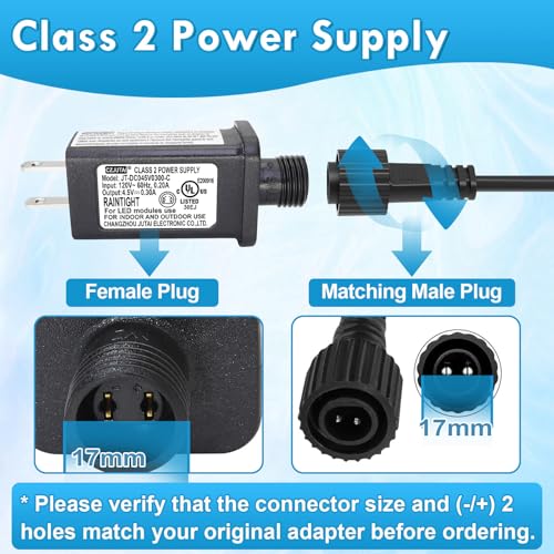 Image of Pack of 2 4.5V 1.35W Power Supply, Transformer for CZJUTAI JT-DC045V0300-C IP44 4.5V1.35W for Christmas Lighting, String Light, Projector Light, Lawn Lamp, Inflatable Device [X2D3]