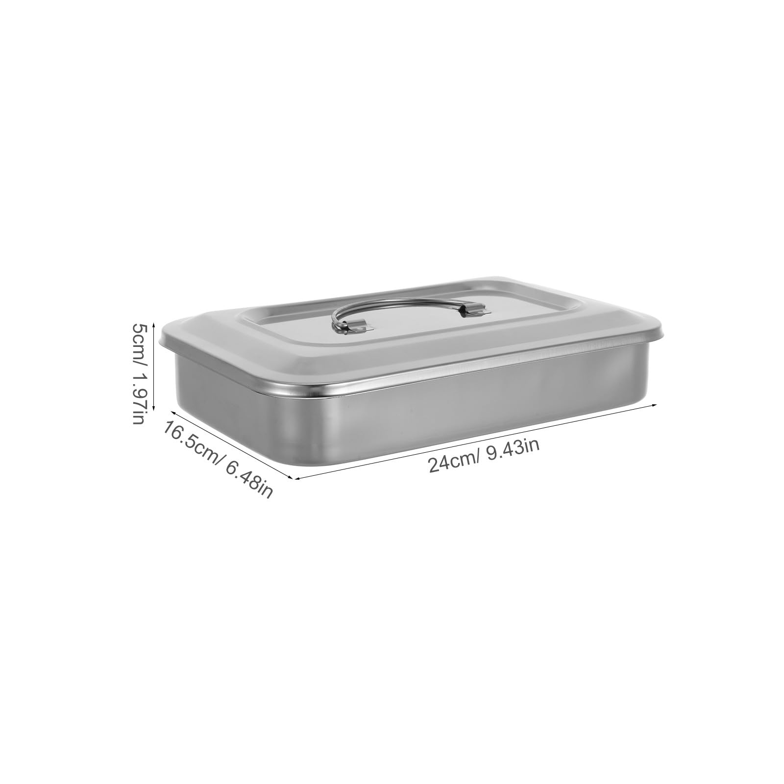 Anneome Caja de Esterilización de Acero Inoxidable Plata de Instrumentos con Tapa Cuadrada Resistente al Óxido y Diseño Simple para Uso Profesional