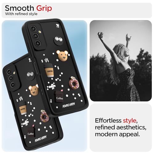 Image of Amazon Basic Back Cover for Samsung Galaxy M13 4G | Cute Fun Cartoon 3D Bear Silicone Full Body Protection Bumper Cover (Black)