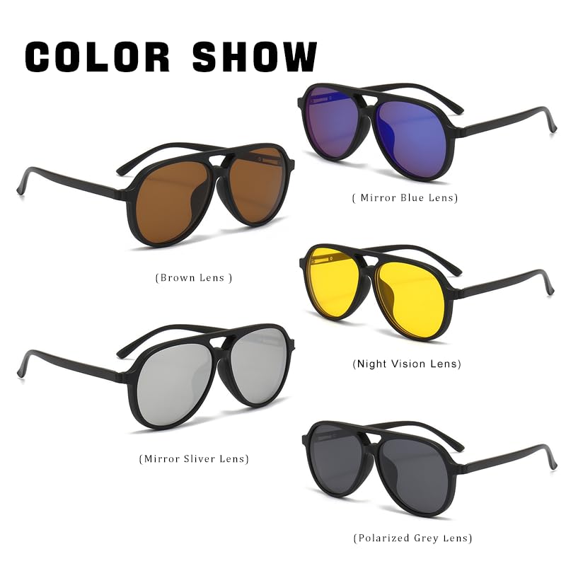 5 Pcs Pair Eyewear Magnetic Clip On Sunglasses Interchangeable Polarized Tinted Lenses for Men and Women Unique Gift Stick On Aviator Style Magnetic Sunglasses3