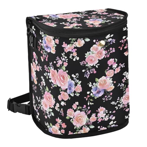 Image of MNSRUU Car Trash Can with Lid, Pink Sakura Car Trash Bag Hanging Car Organizers and Storage for Front Back Seat, Leak-Proof Car Trash Bin