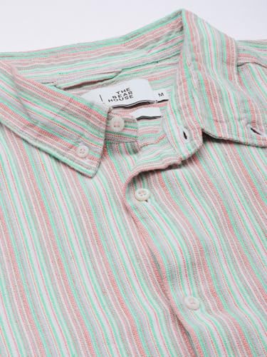 Image of THE BEAR HOUSE Men's Striped Slim Fit Linen Cotton Casual Shirt | Multi | TBH-Jose-MC
