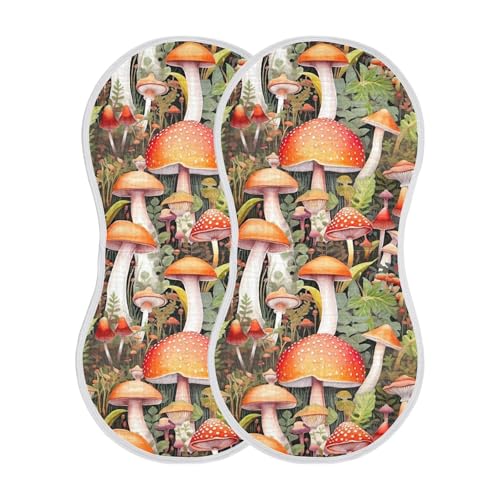 xigua Mushrooms Baby Burp Cloths for Newborn Boys and Girls 1 Pack, Soft & Absorbent Cotton Baby Burp Cloth, Baby Washcloths, Newborn Towel, Burp Rags2