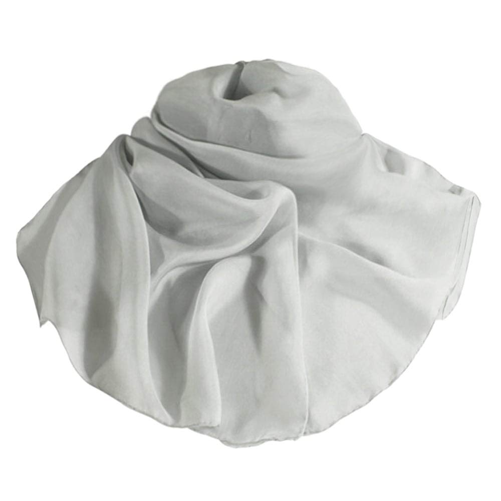 Eternal Collection Plain Silver Oblong Pure Silk Chiffon Scarf 170 Silver