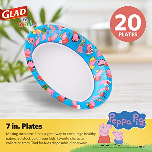 Glad For Kids 7 Inch Peppa Pig I Can Be Anything Paper Plates, 20 Ct | Disposable Paper Plates With Peppa Pig Characters | Heavy Duty Soak Proof Microwavable Paper Plates For Everyday Use #TOP1