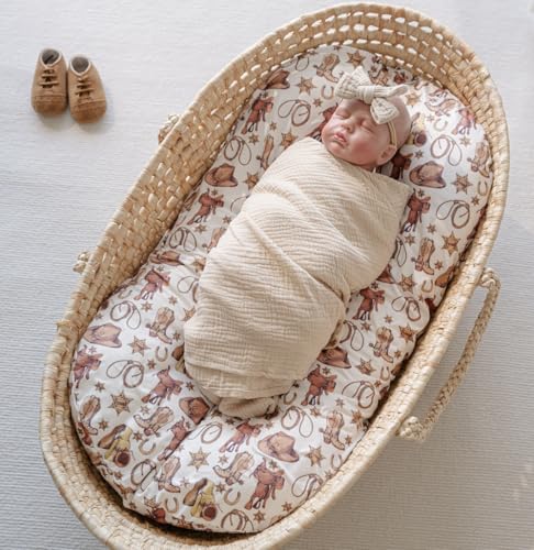 Image of Little Jump 2 Pack Baby Lounger Cover, Stretchy and Soft Newborn Lounger Cover, Infant Lounger Slipcover for Boys Girls, Covers Only Cowboy Boots hat (2 Pack Cowboy)