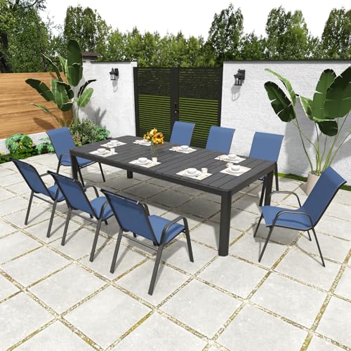 Image of Patio Chairs Set of 8, Stackable Outdoor Dining Chairs for All Weather Textilene Fabric & Metal Frame, Outdoor Chairs Set for Backyard Deck Garden