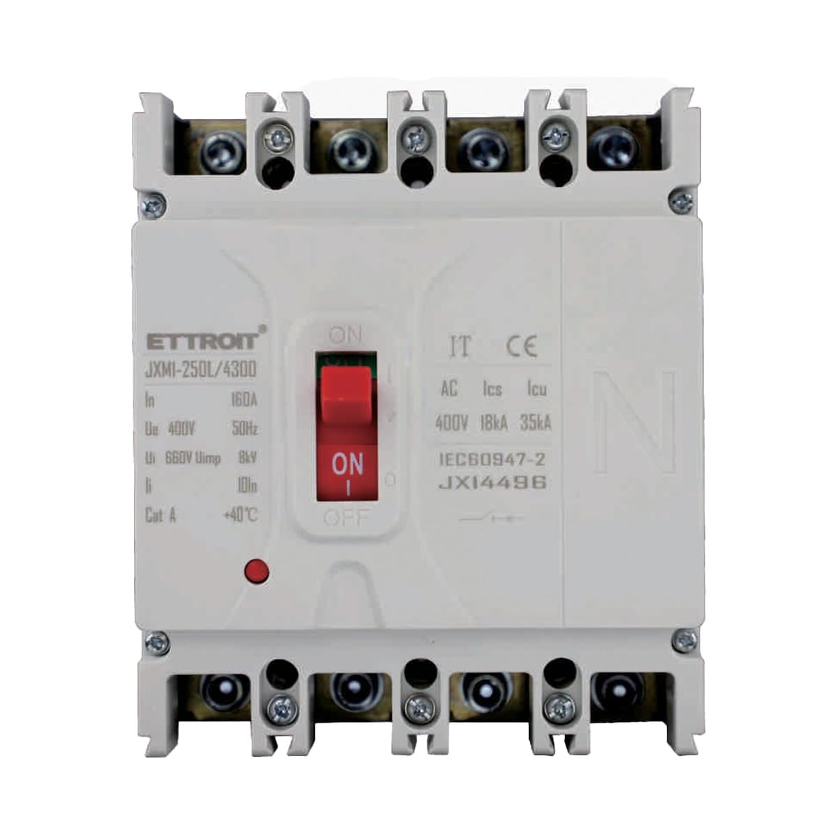 A2ZWORLD Interruptor en caja magnetotérmico, MCCB Curva C, 4P AC 400 V 160 A, Ui 660 V Uimp 8Kv, Ics 18kA Icu 35kA, IP40 IEC60947-2