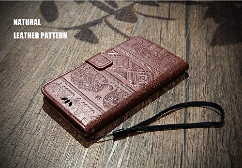 Image of TROUNCE Diva Series Embossing Elephant Faux Leather Flip Wallet Case Stand with Card Holder & Magnetic Closure Flip Cover for Samsung Galaxy A54 5G- Brown