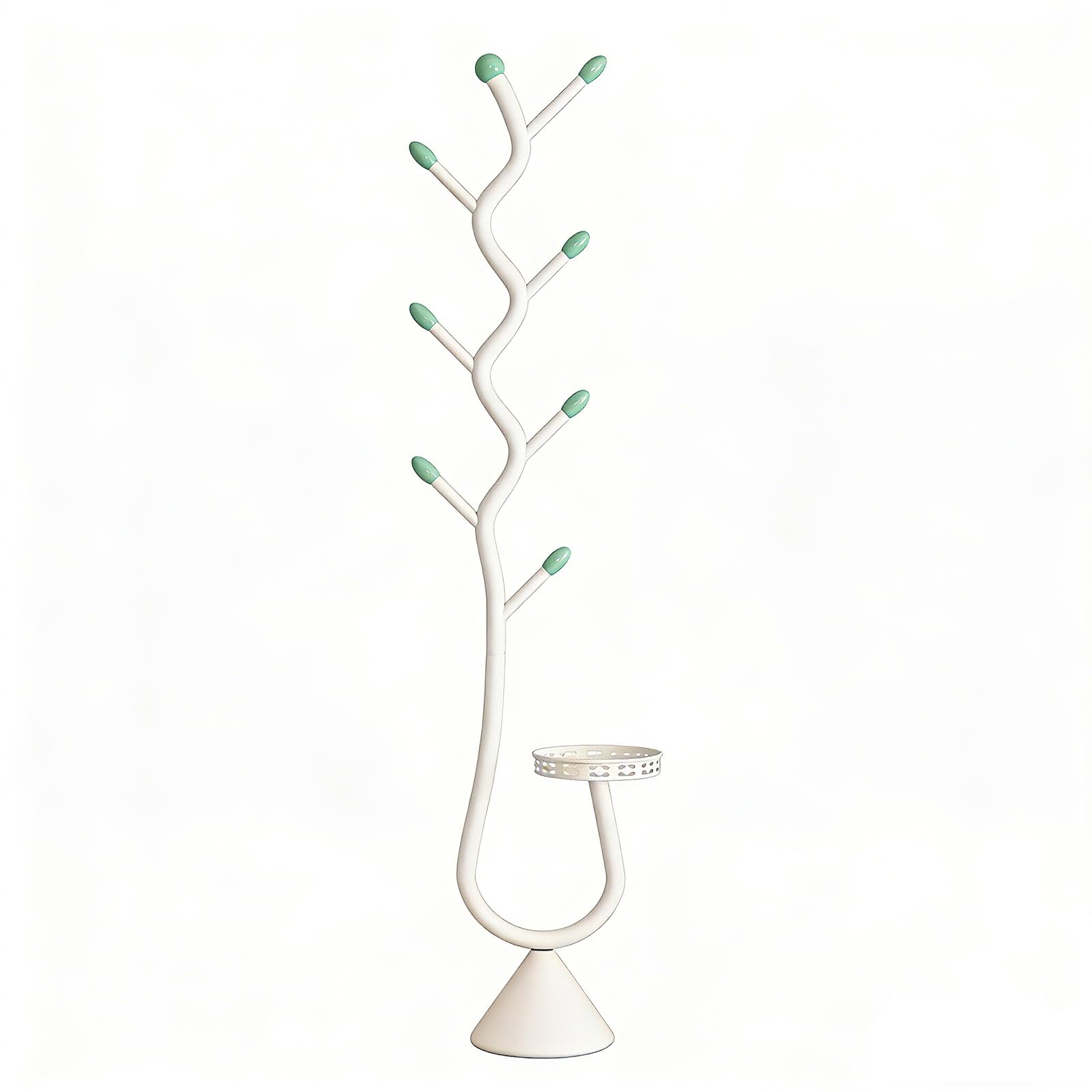 FGXHHS White Hall Tree with Sto - Space-Saving Coat Rack for Entryway, Foyer, Corridor, Bedroom, Living Room Cact Design, Single Layer nizer
