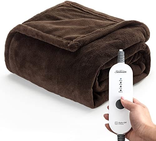 Sunbeam Royal Luxe Walnut Heated Personal Throw / Blanket, Cozy-Warm, Adjustable Heat Settings