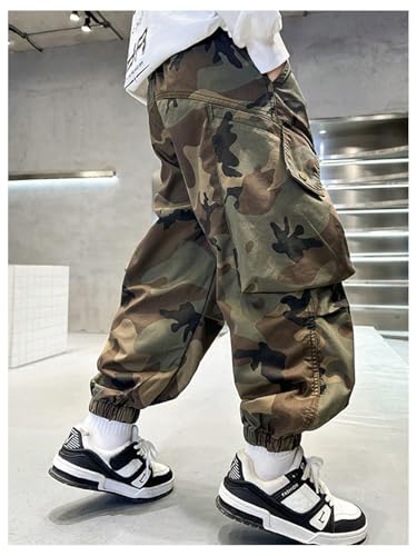 GORGLITTER Boy's Cargo Pants Joggers Baggy Camo Elastic Waist Wide Led Casual Hunting Pants with Pockets2