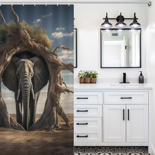 Rideau de douche ElephFourmi imperméable 122x183cm avec crochets - 5
