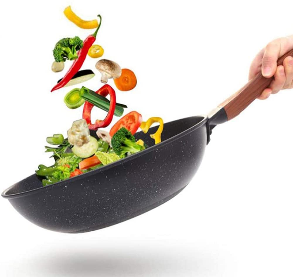 Gorąca patelnia， Duży wok z powłoką nieprzywierającą i pokrywką, patelnia 32 cm