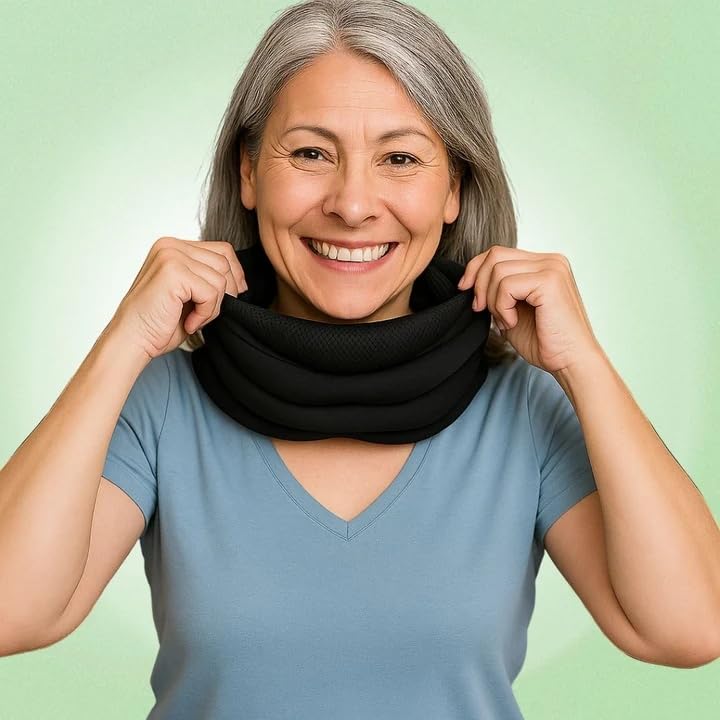 Orthoback Lunaris - Ergonomische Nackenstütze gegen Verspannungen, Schnarchen und Apnoe(Schwarz,M(40CM))