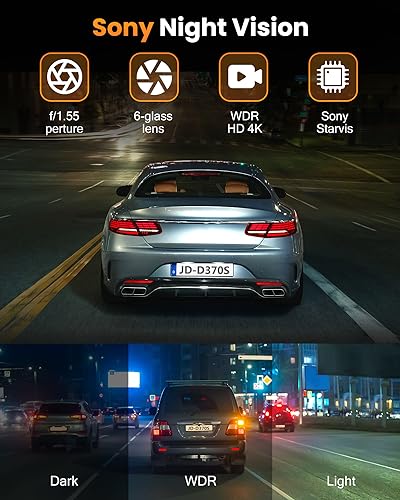 SUVCON 4K Dash Cam Front and Rear, Dual Dash Camera for Cars 4K+1080P Dashboard Car Camera Built-in Wi-Fi GPS, 24H Parking Monitor, Night Vision, Loop Recording, WDR, 170° Wide Angle, Free 32GB Card image_3