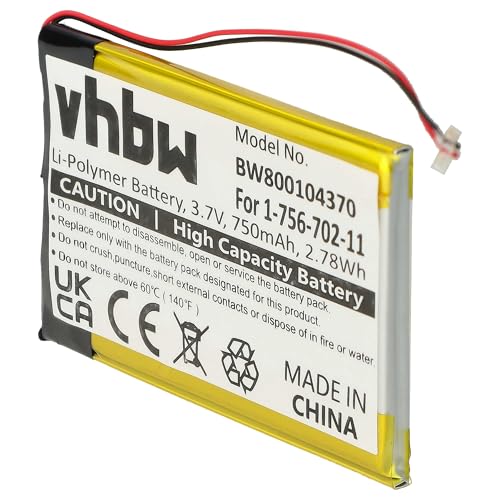 vhbw Batería Compatible con Sony NWZ A818, NWZ A801, NWZ A729BLK, NWZ A726, NWZ A728 Reproductor de música MP3 (750 mAh, 3,7 V, Li Poli)