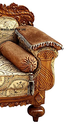 Image of Luxury Wooden Teakwwood Five Seater Sofa Set for Living Room (Honey Brown) Solid Wood Outdoor Chair 5 Seater Sofa | (5)