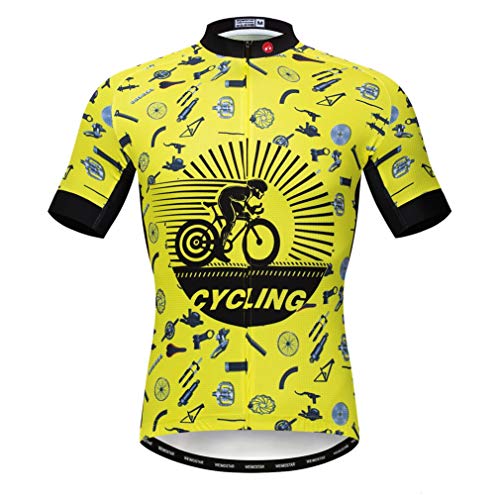 Cycling Jersey Men Short Sleeve Pro Team MTB Bike Tops Clothing Wear Cycling Yellow XXL