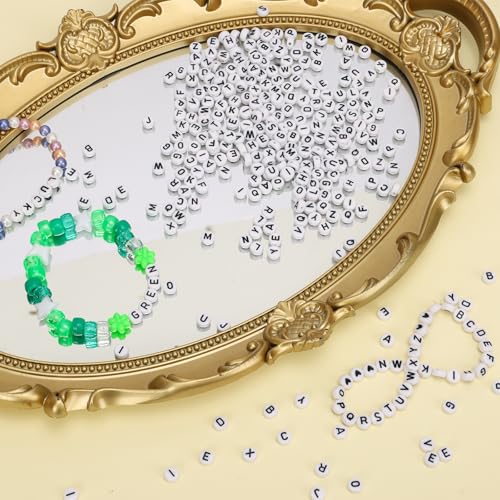 Image of Quefe Alphabet Beads 1200Pcs Letter Beads, Acrylic 4x7mm Round Letter Beads Kits for Bracelets Necklaces DIY Jewelry Making(A-Z)