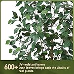 5ft Artificial Ficus Tree,Tall Faux Tree with Pebbles & Planter UV Resistant Potted Fake Plant with Silk Leaves & Real Wood Trunk,Indoor Outdoor Floor Plant for Home,Living Room,VN129 - Image 4