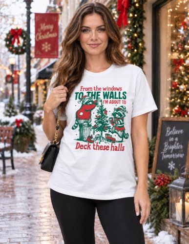 Christmas T Shirt for Women Funny Merry Xmas Holiday Short Sleeve Tee Tops - image 4