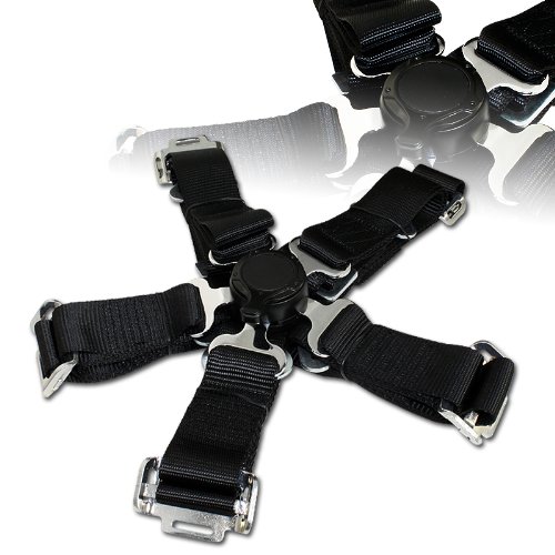 EPARTS 1 Piece Universal Durable 2" Black Nylon Strap 5 Point Cam Lock Seat Buckle Sport Racing Safety Harness Seat Belt New Hampshire 