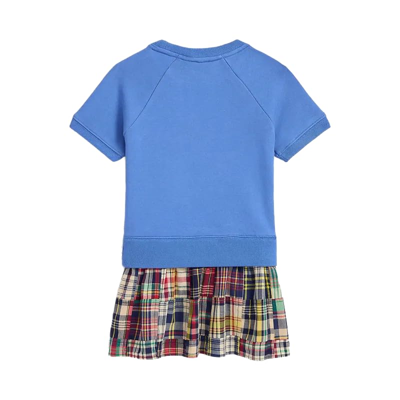 Polo Ralph Lauren Big Girls Cotton French Terry & Madras Dress M Medium 8-10 Multi2