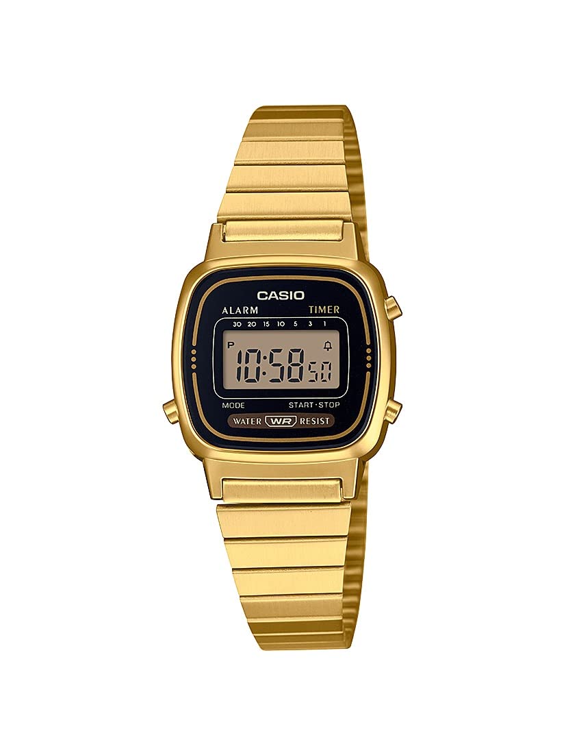 Casio Women's Vintage LA670WGA-1DF Daily Alarm Digital Gold-tone Watch