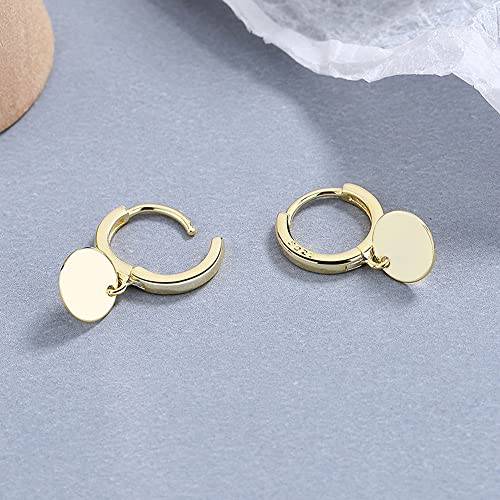 Simple Coin Disc Dangle Hoop Earrings for Women Girls Round Circle Cartilage Earring Small Huggie Hoops Drop Minimalist Jewelry Gifts Hypoallergenic3