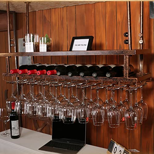 Porte-bouteille de vin vintage suspendu pour libérer l'espace des comptoirs