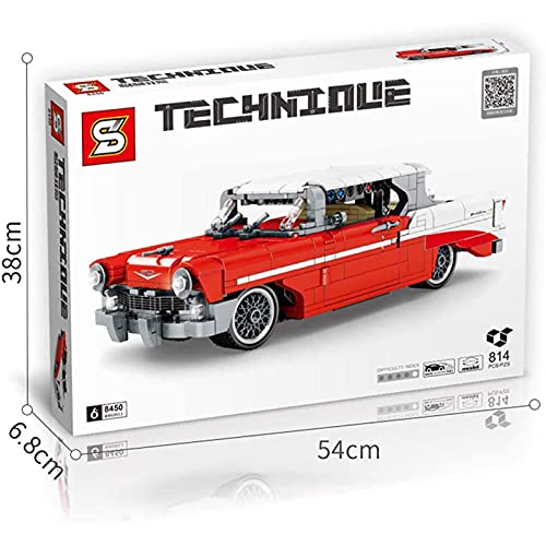 FYHCY Technic Classic Cars Bausatz, Retro-Autospielzeug zum Zurückziehen, Sammlerautomodell, Bausteine kompatibel mit… – Bild 7