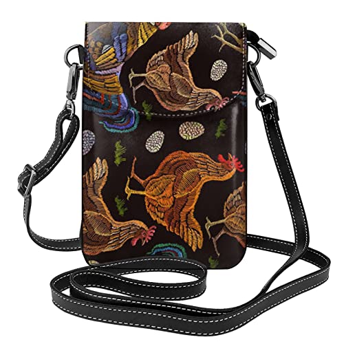 Petit sac à bandoulière mignon pour espèces et sorties légères imprimé poulets