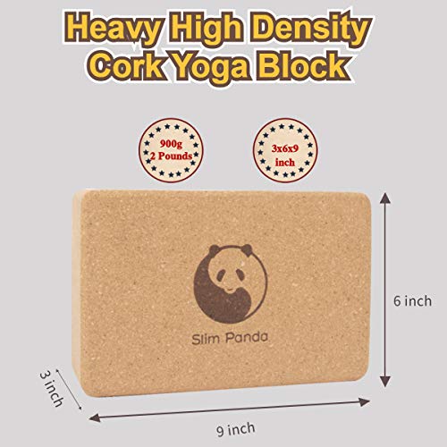 Slim Panda Sturdy Cork Yoga Blocks 2 Pack, Wooden Yoga Brick Exercise Block Non-Slip Eco Yoga Block to Support and Deepen Poses for Yoga, Pilates, Meditation, 9\'\' x 6\'\' x 3\'\' - Thumbnail 4