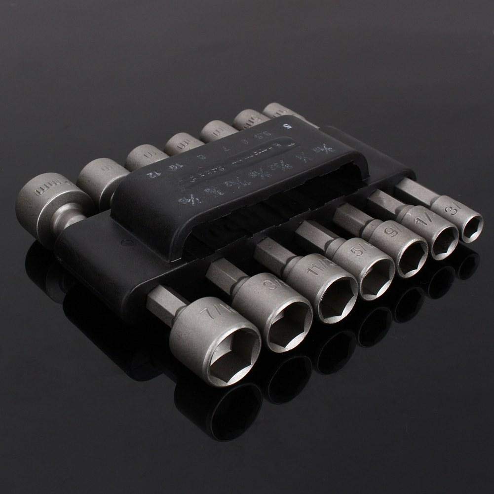 Strong Hex Shank Socket, 14 Pcs/ Set Power Nutdriver Nut Driver Bit Set Adapter Non Magnetic Hex Shank Socket