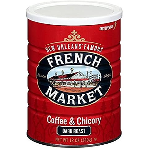 French Market Coffee, Coffee and Chicory, Dark Roast Ground Coffee, 12 Ounce Metal Can (Pack of 3) Cover