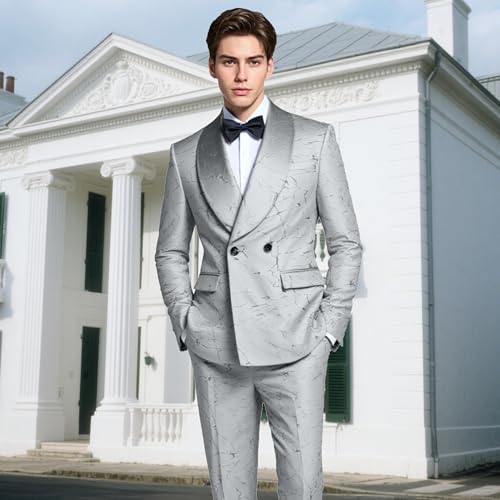 MOGU 2-Piece Velvet Mens Suit Shawl Lapel Tuxedo Slim Fit Dress Suit for Wedding Casual Business Banquet4