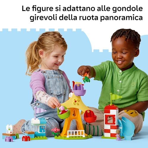 DUPLO Peppa Pig Luna Park - Gioco per la Motricità Fine per Bambini da 2 Anni - Ruota Panoramica, Scivolo, Bar e 3 Figure tra cui Candy Gatto e Danny Cane - Attività per Sviluppo Precoce - 10453 - Lego - Immagine 4