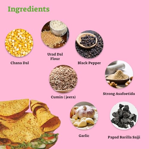Image of Marwar Chana Lahsun Papad | 400G | Handmade Chana Lahsun Papad from Rajasthan | Garlic Papad | Medium Spicy | Size: 7 Inches, Contains 28-30 Papads | Tasty Papad